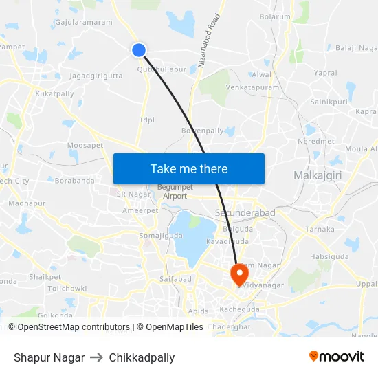 Shapur Nagar to Chikkadpally map