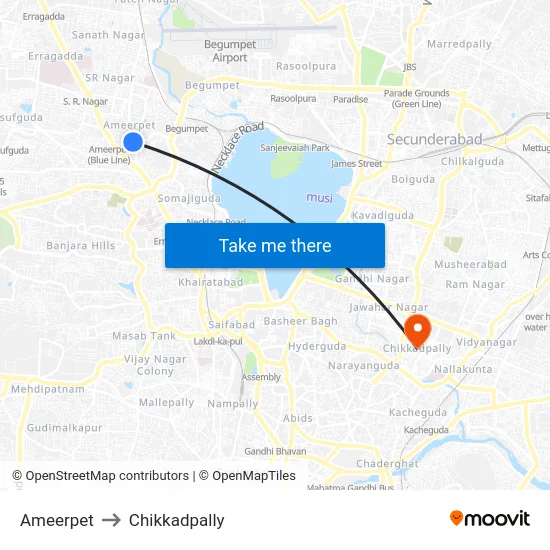 Ameerpet to Chikkadpally map
