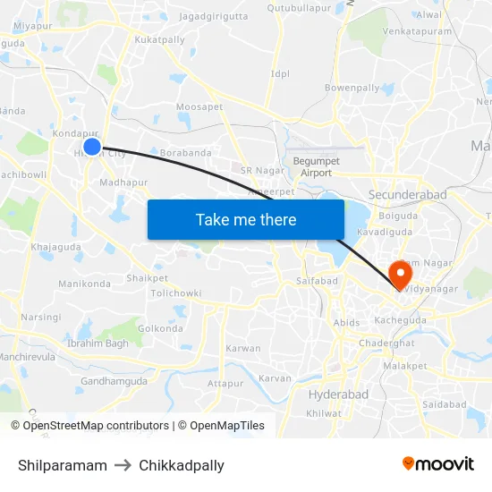Shilparamam to Chikkadpally map