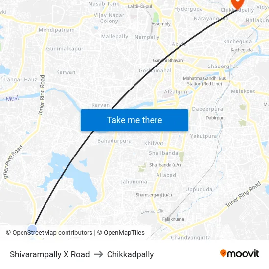 Shivarampally X Road to Chikkadpally map