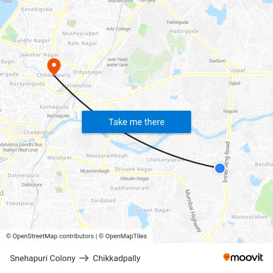 Snehapuri Colony to Chikkadpally map