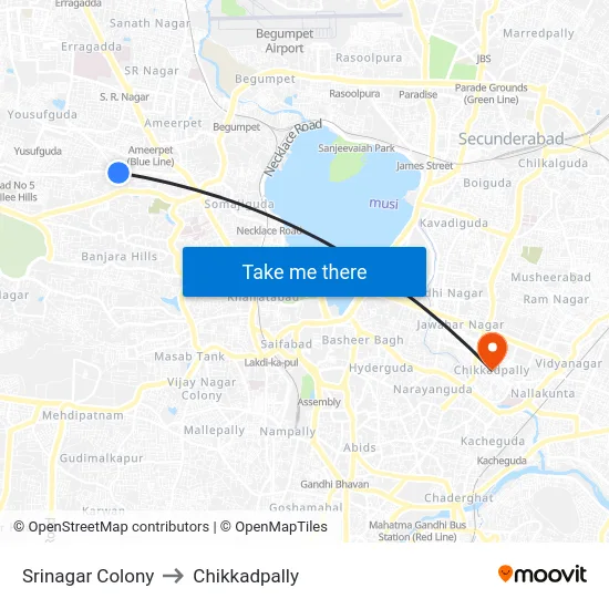 Srinagar Colony to Chikkadpally map