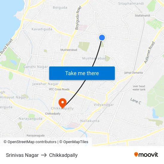 Srinivas Nagar to Chikkadpally map