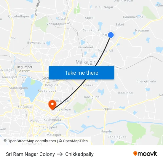 Sri Ram Nagar Colony to Chikkadpally map