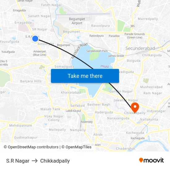 S.R Nagar to Chikkadpally map