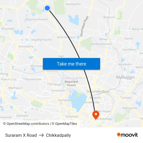 Suraram X Road to Chikkadpally map