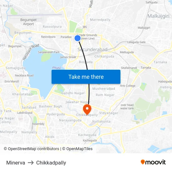 Minerva to Chikkadpally map