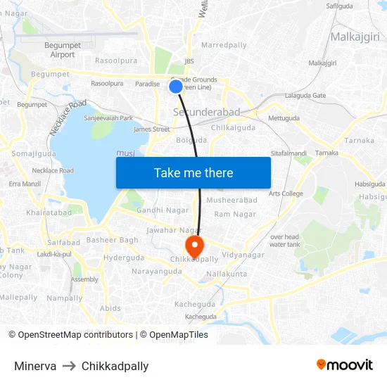 Minerva to Chikkadpally map
