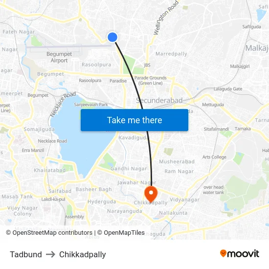 Tadbund to Chikkadpally map