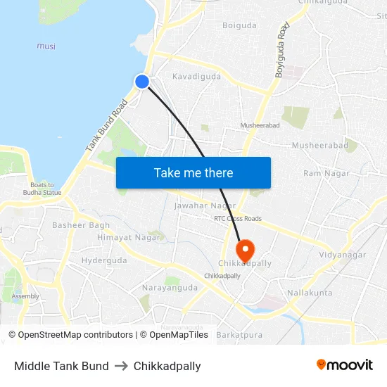 Middle Tank Bund to Chikkadpally map
