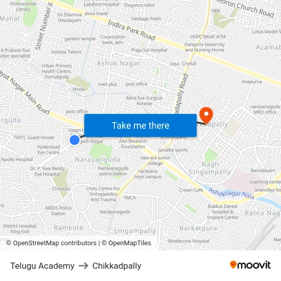 Telugu Academy to Chikkadpally map