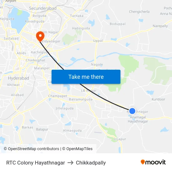 RTC Colony Hayathnagar to Chikkadpally map