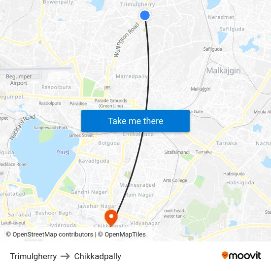 Trimulgherry to Chikkadpally map