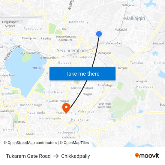 Tukaram Gate Road to Chikkadpally map
