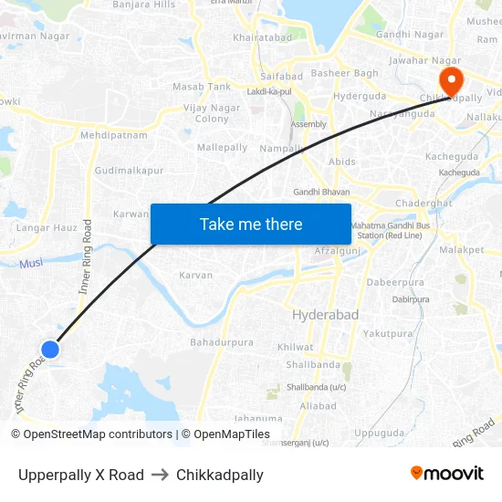 Upperpally X Road to Chikkadpally map