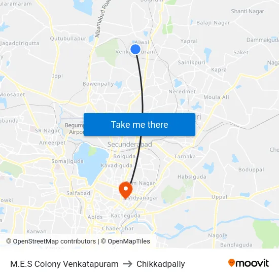 M.E.S Colony Venkatapuram to Chikkadpally map