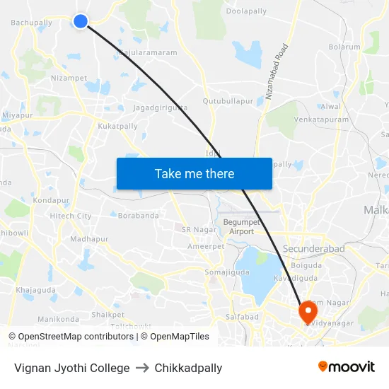 Vignan Jyothi College to Chikkadpally map