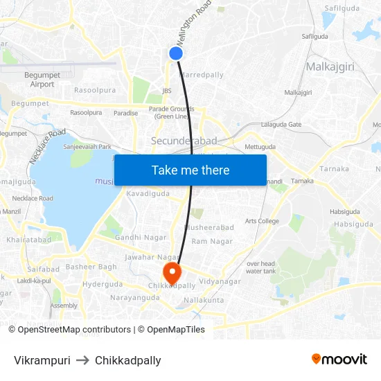 Vikrampuri to Chikkadpally map