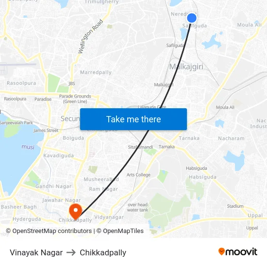 Vinayak Nagar to Chikkadpally map