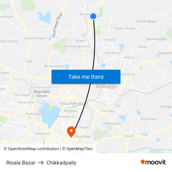 Risala Bazar to Chikkadpally map