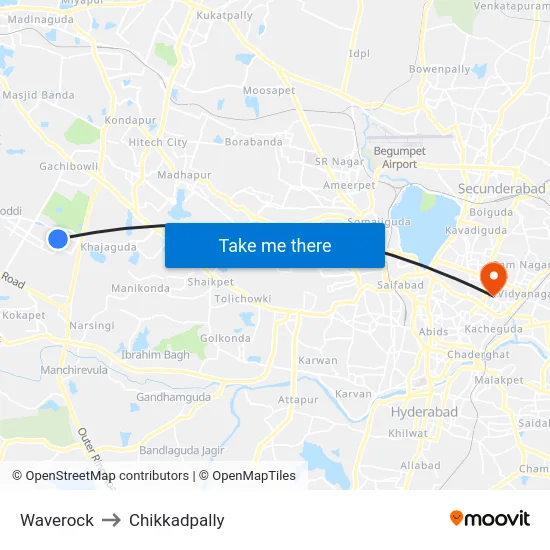 Waverock to Chikkadpally map