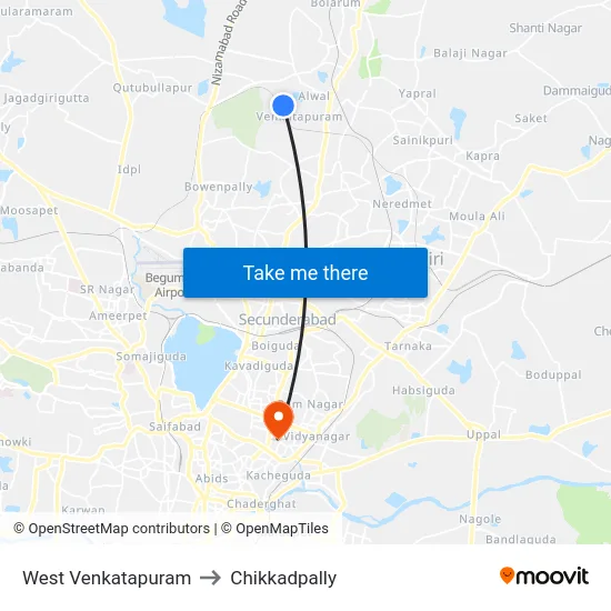 West Venkatapuram to Chikkadpally map