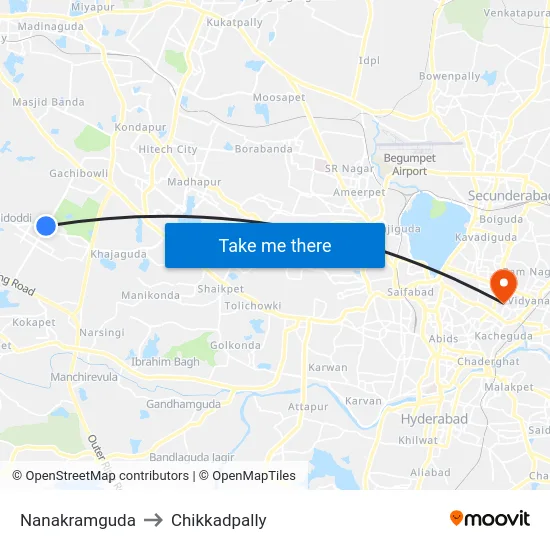 Nanakramguda to Chikkadpally map