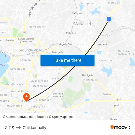 Z.T.S to Chikkadpally map