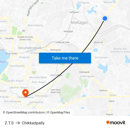 Z.T.S to Chikkadpally map