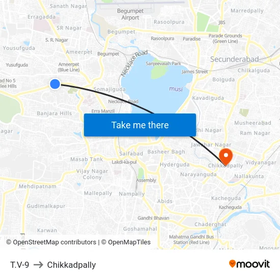 T.V-9 to Chikkadpally map