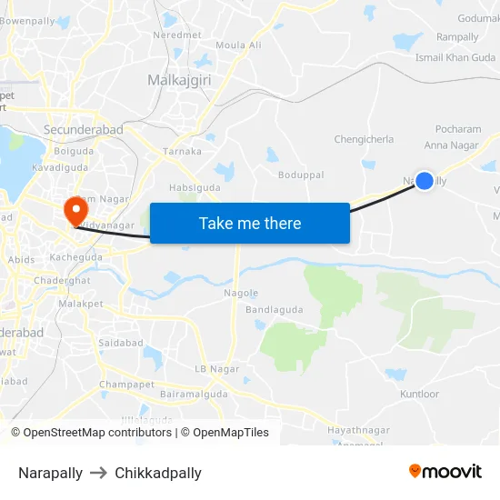 Narapally to Chikkadpally map