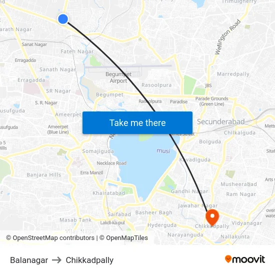 Balanagar to Chikkadpally map