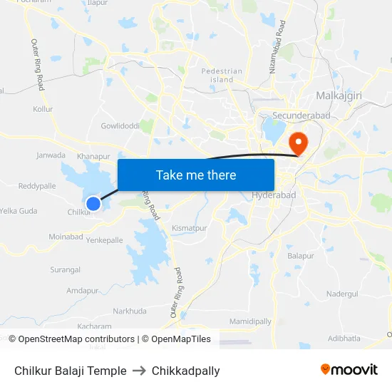 Chilkur Balaji Temple to Chikkadpally map