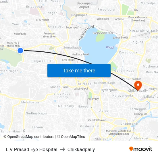L.V Prasad Eye Hospital to Chikkadpally map