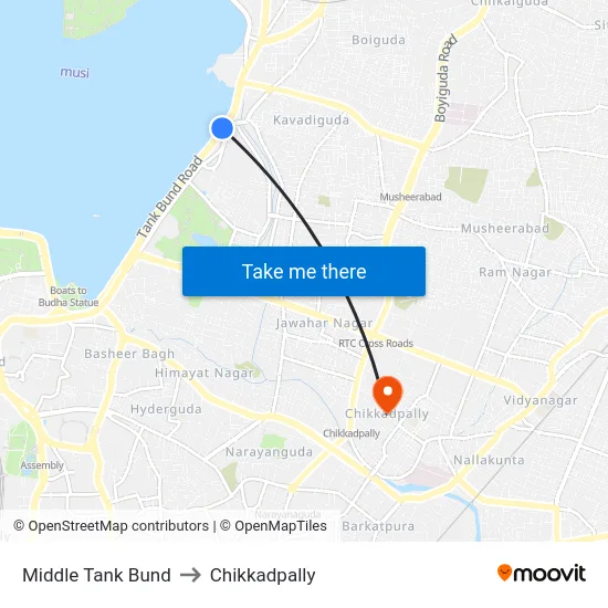 Middle Tank Bund to Chikkadpally map