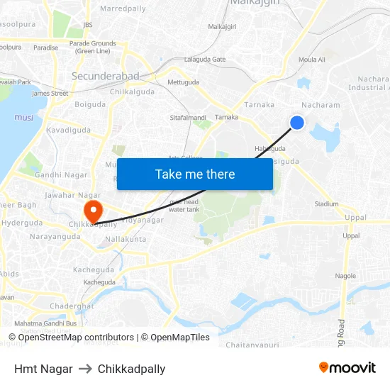 Hmt Nagar to Chikkadpally map