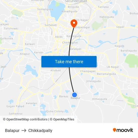 Balapur to Chikkadpally map