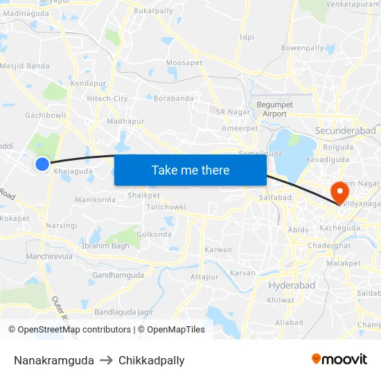 Nanakramguda to Chikkadpally map