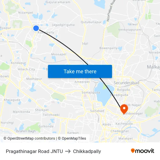 Pragathinagar Road JNTU to Chikkadpally map