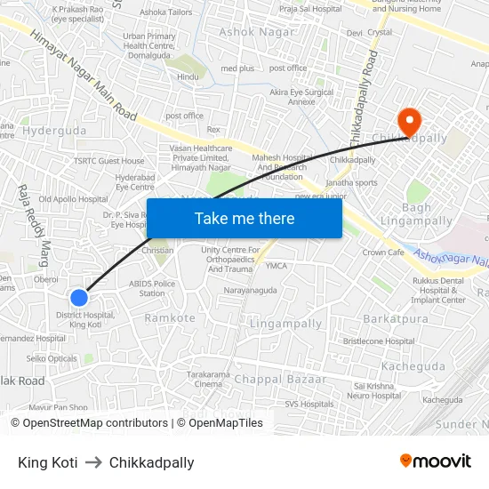 King Koti to Chikkadpally map