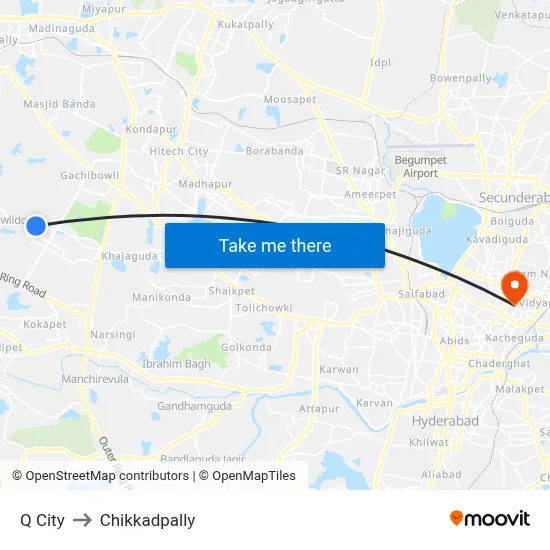 Q City to Chikkadpally map