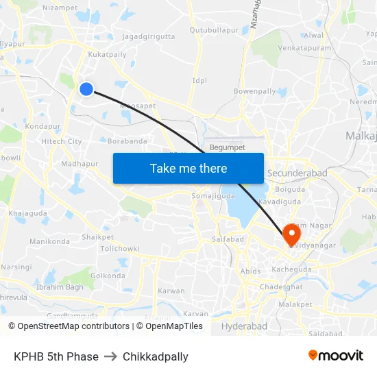 KPHB 5th Phase to Chikkadpally map