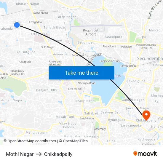 Mothi Nagar to Chikkadpally map