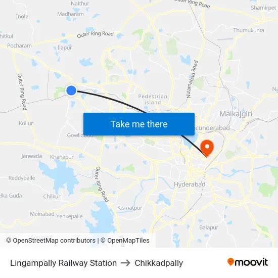 Lingampally Railway Station to Chikkadpally map