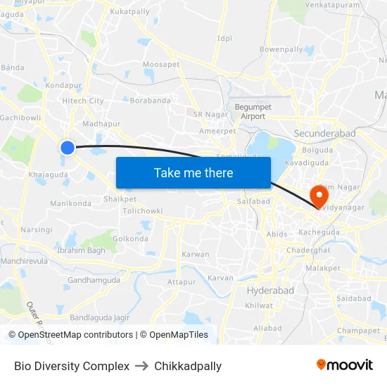 Bio Diversity Complex to Chikkadpally map