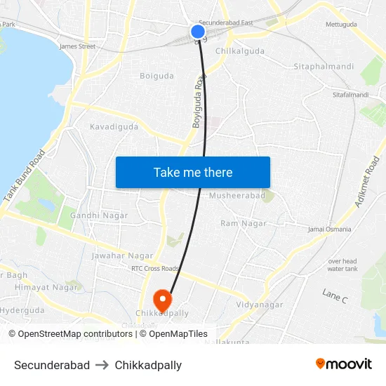 Secunderabad to Chikkadpally map