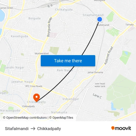 Sitafalmandi to Chikkadpally map