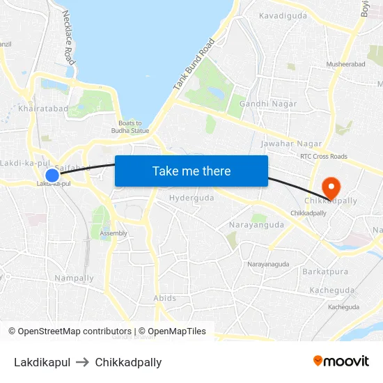 Lakdikapul to Chikkadpally map