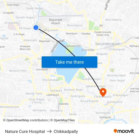 Nature Cure Hospital to Chikkadpally map