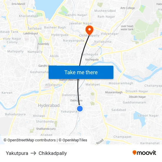 Yakutpura to Chikkadpally map